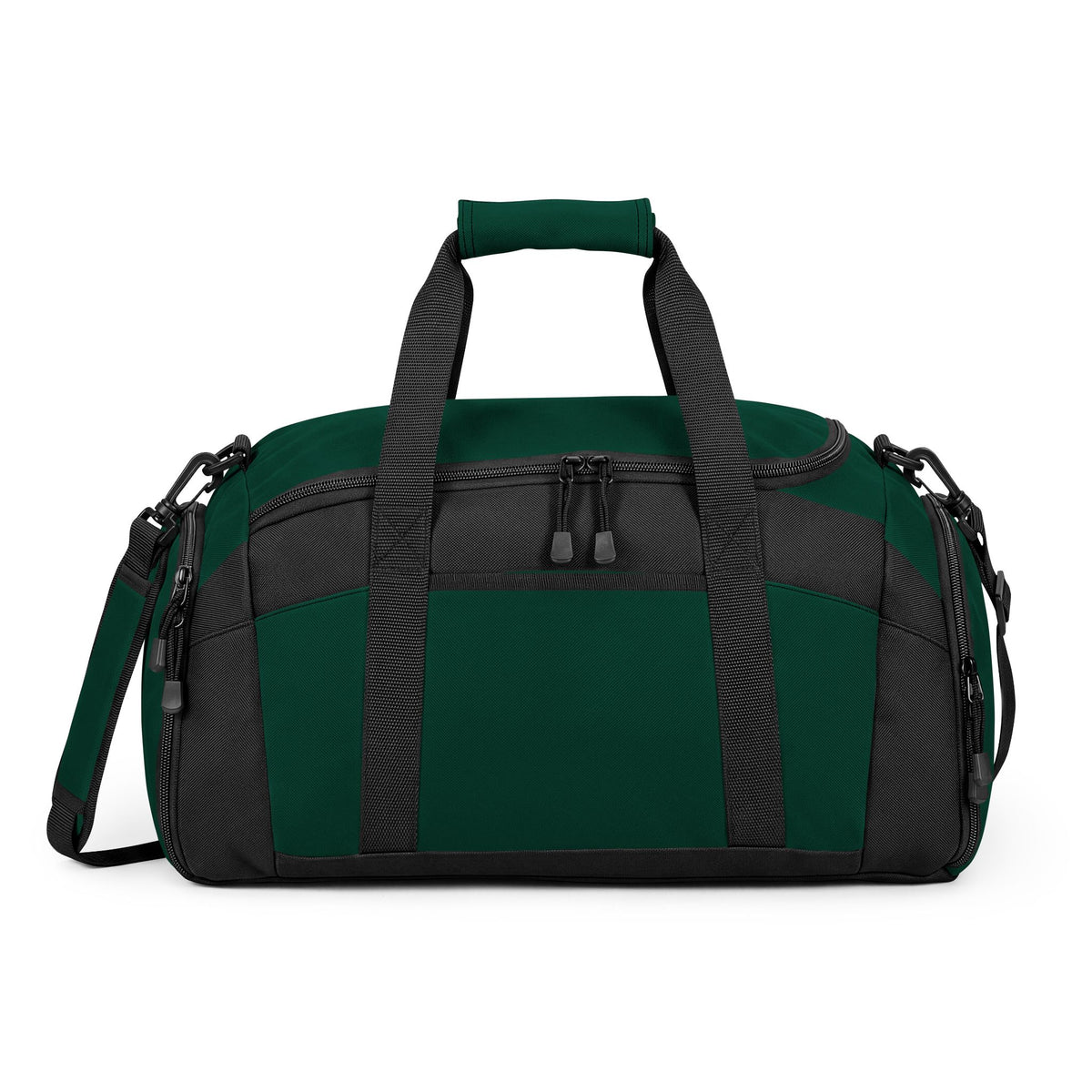 Forest Green & Black Gym Duffel Bag — Durable Sports Travel Bag with Shoulder Strap