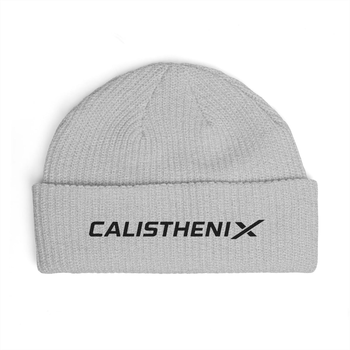 Calisthenix Embroidered Cuff Beanie — Knit Winter Hat for Fitness & Streetwear