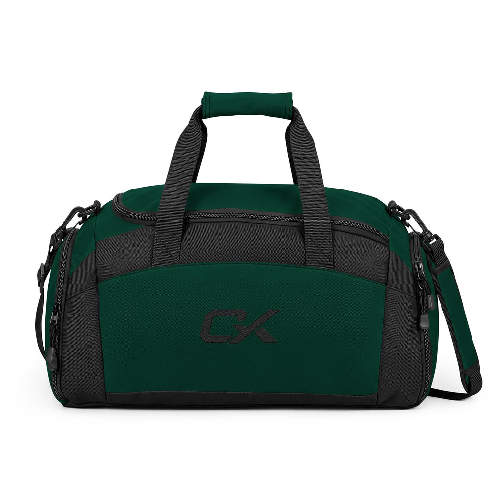 Forest Green & Black Gym Duffel Bag — Durable Sports Travel Bag with Shoulder Strap