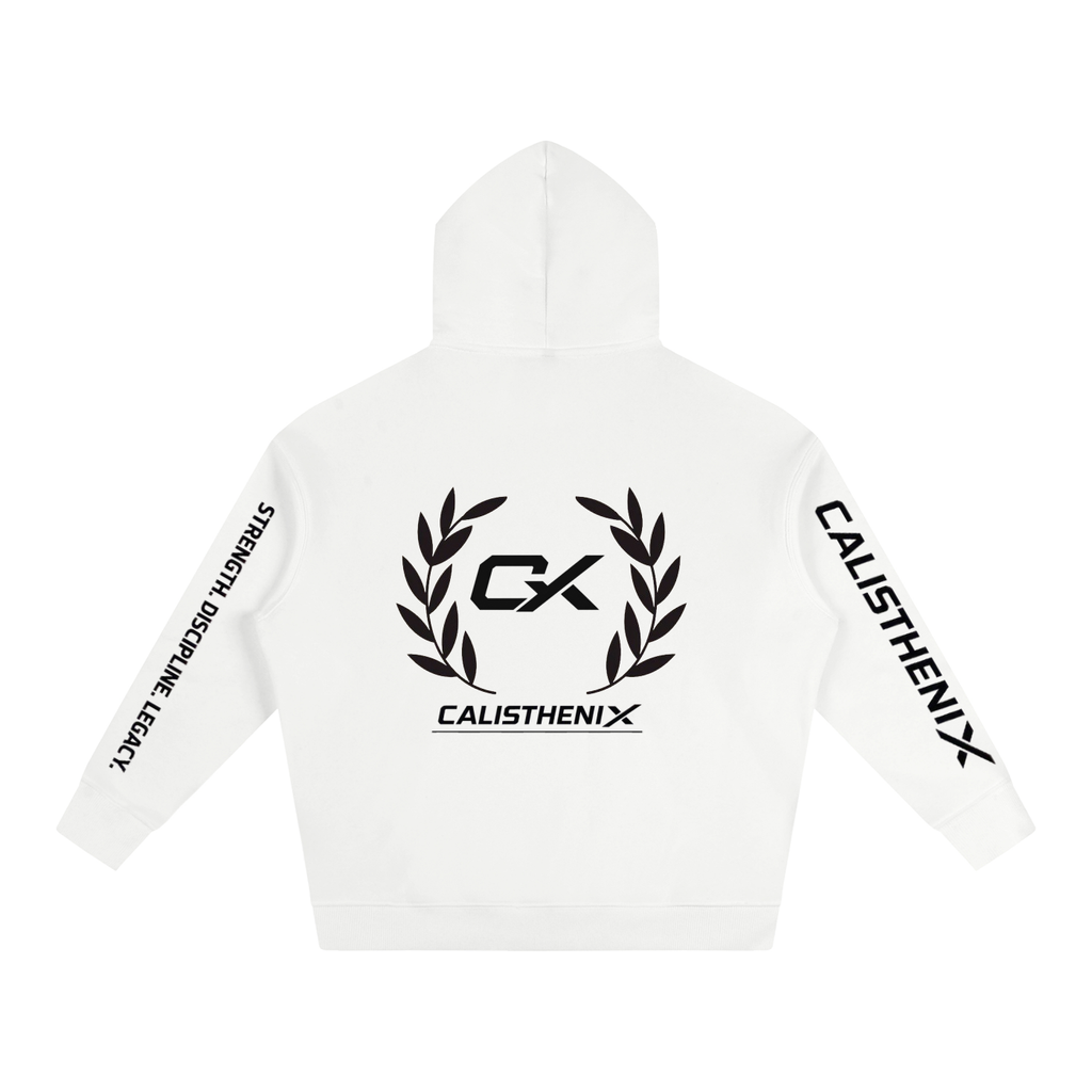 White & Black Inked Unisex Oversize Fleeced Hoodie