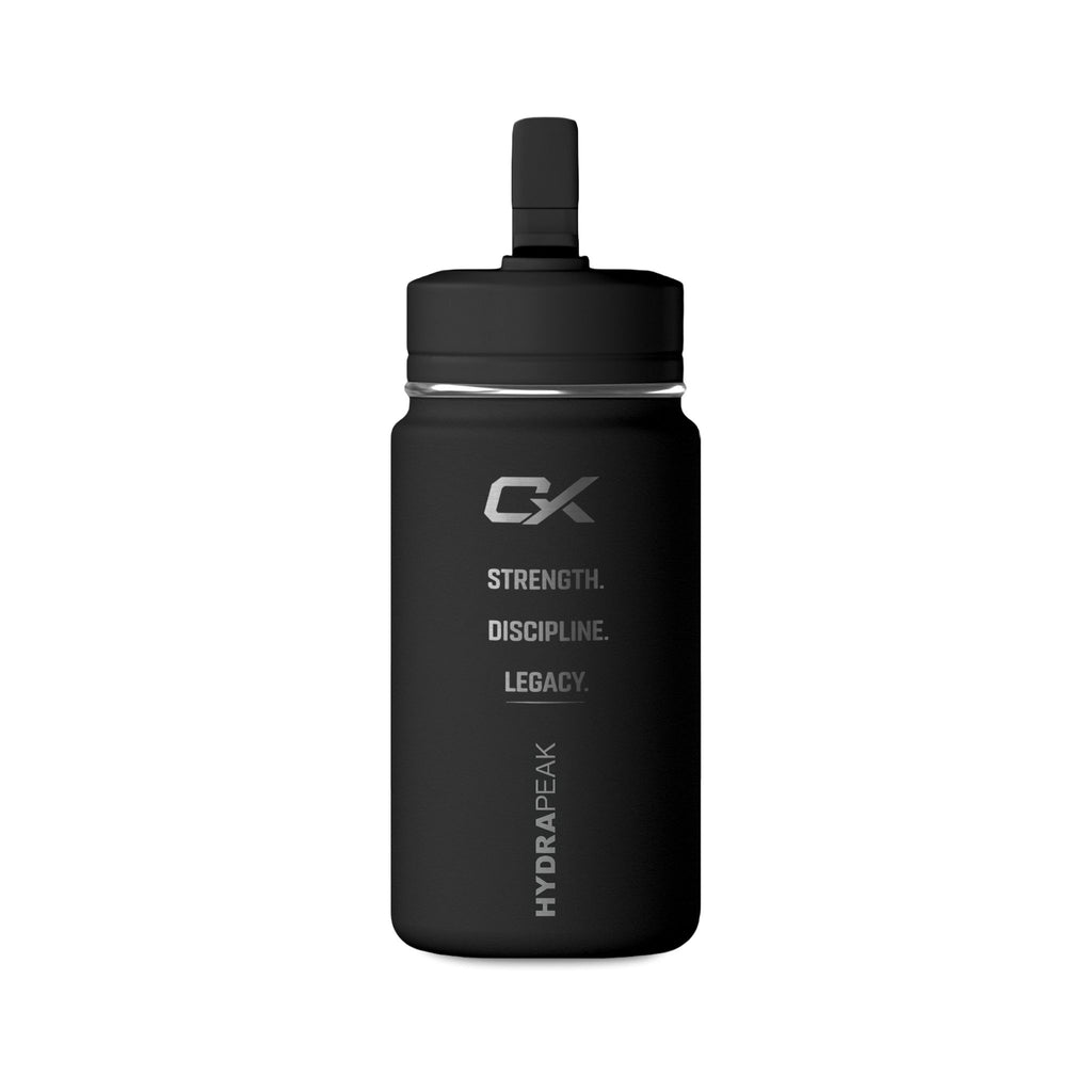 Mini Water Bottle — 14oz Pink Motivational Stainless Steel Bottle (“Strength. Discipline. Legacy.”)