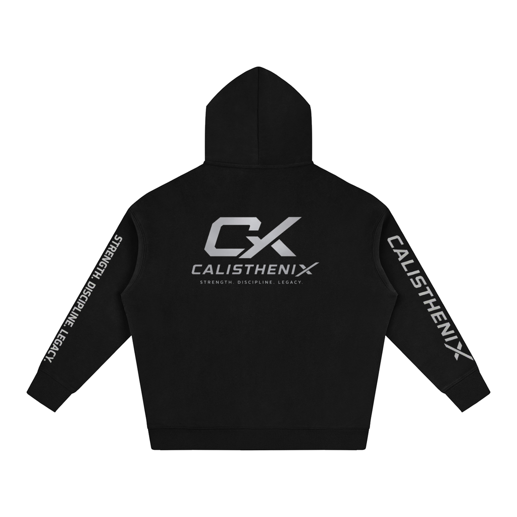 Black & Grey Icon Unisex Oversize Fleeced Hoodie
