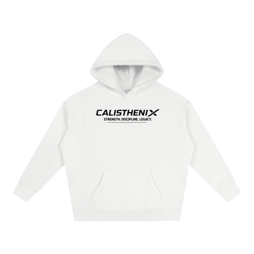 White & Black Inked Unisex Oversize Fleeced Hoodie