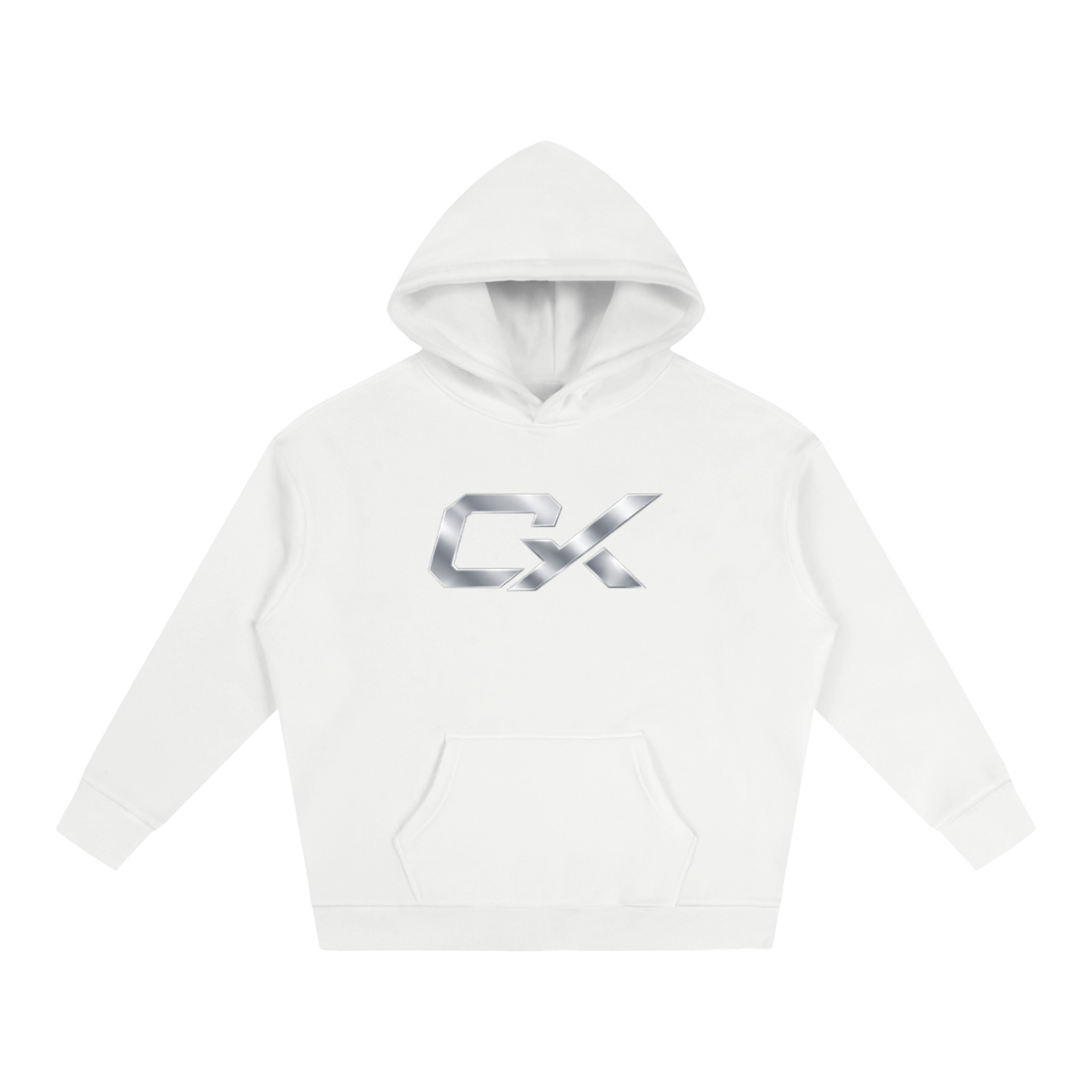 White & Silver Icon Unisex Oversize Fleeced Hoodie