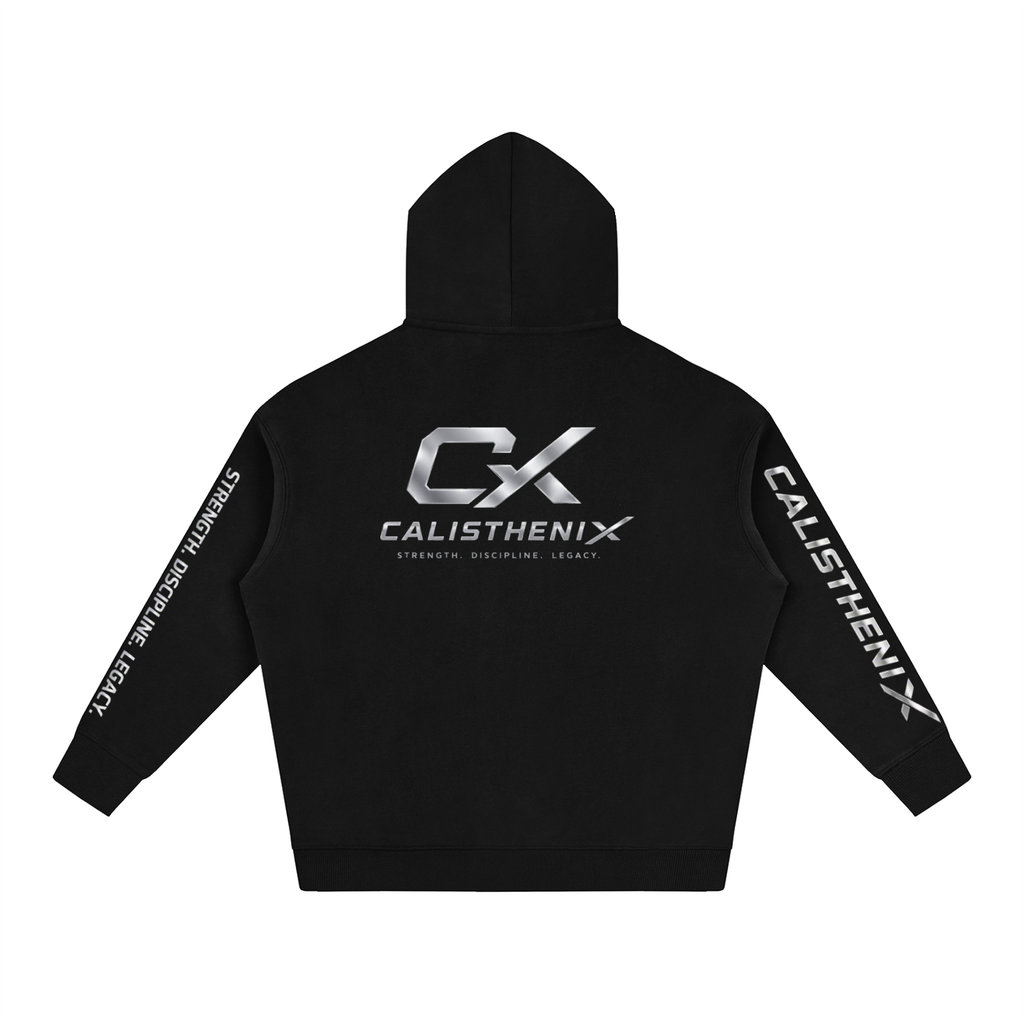 Black & Silver Icon Unisex Oversize Fleeced Hoodie