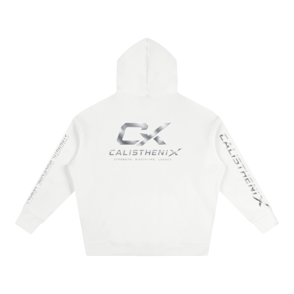 White & Silver Icon Unisex Oversize Fleeced Hoodie