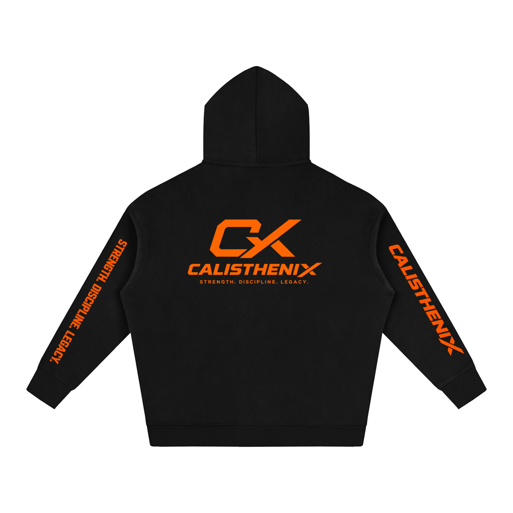 Black & Orange Vivid Unisex Oversize Fleeced Hoodie