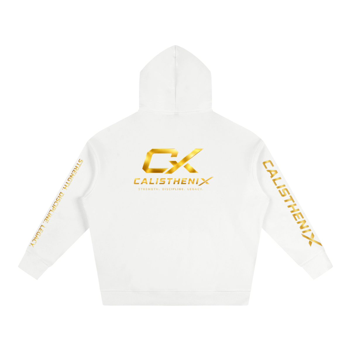 White & Gold Icon Unisex Oversize Fleeced Hoodie