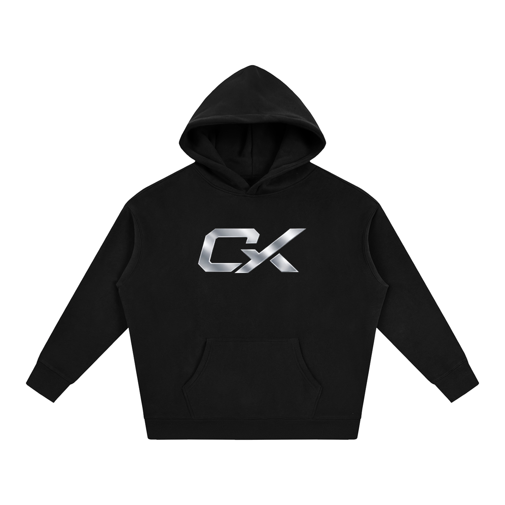 Black & Silver Icon Unisex Oversize Fleeced Hoodie